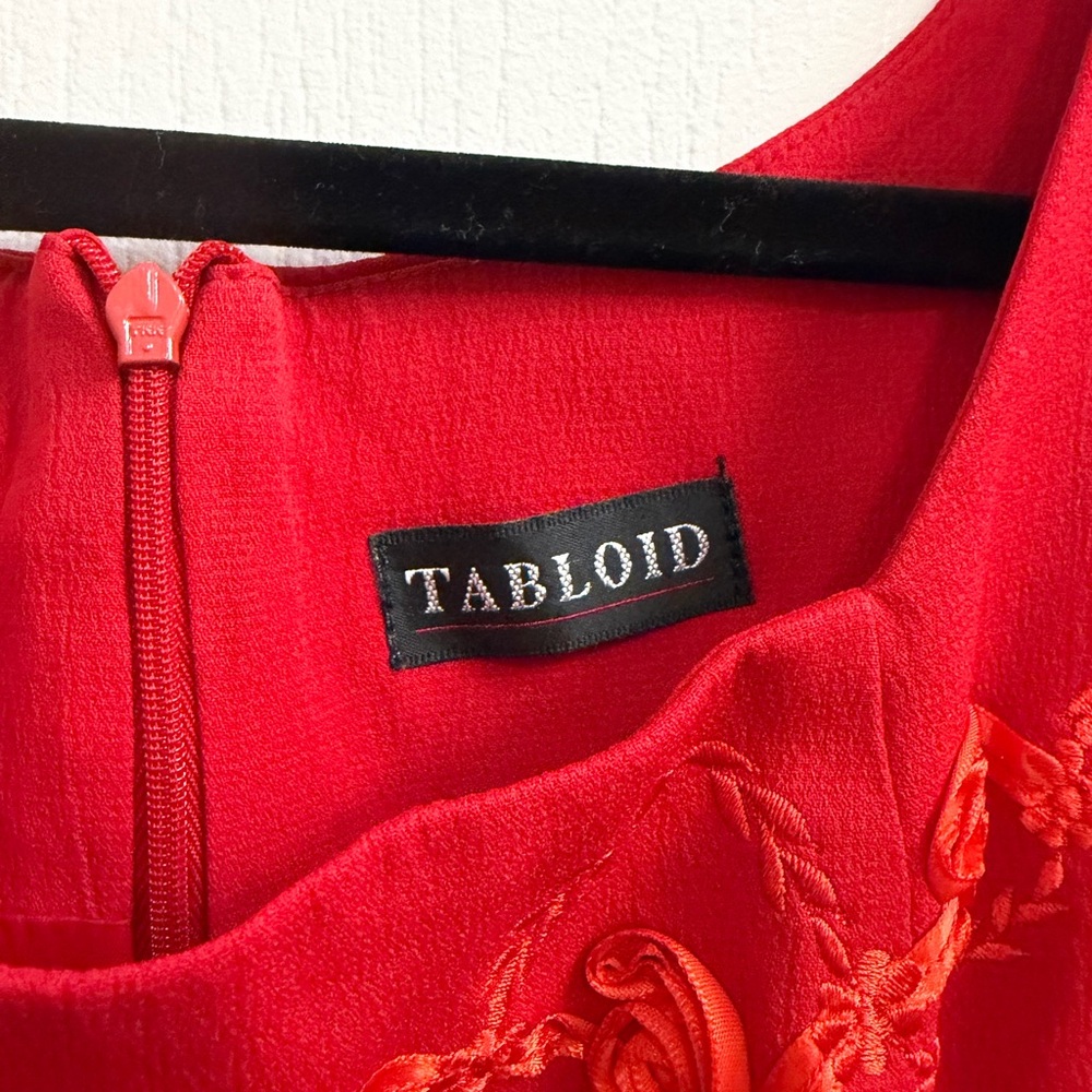 Red Embroidered Mini Dress - Picture 3 of 3